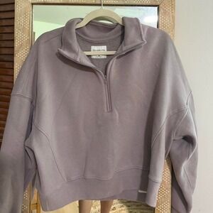 Abercrombie Soft Max Essentials purple/grey quarter zip sweatshirt